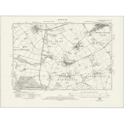 1915 Map of Durham XXXIV.SE, 1924 Print