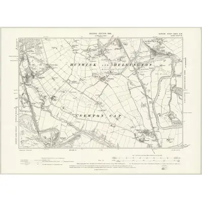 1896 Map of Durham XXXIV.SW, 1898 Print