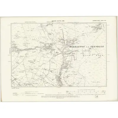 1896 Map of Durham XXXIX.NE, 1898 Print