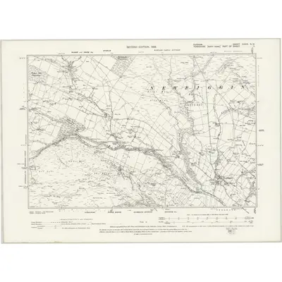 1896 Map of Durham XXXIX.NW, 1898 Print