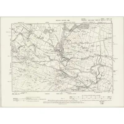 1896 Map of Durham XXXIX.SE, 1898 Print