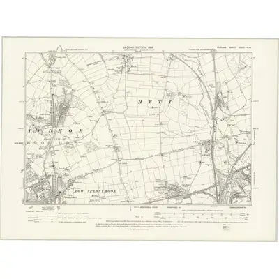 1896 Map of Durham XXXV.NW, 1898 Print