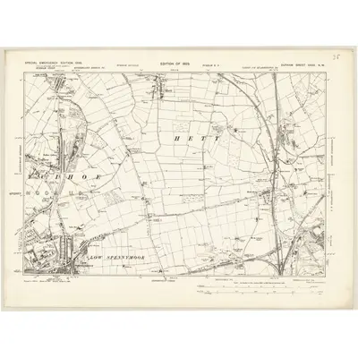 1938 Map of Durham XXXV.NW, 1939 Print