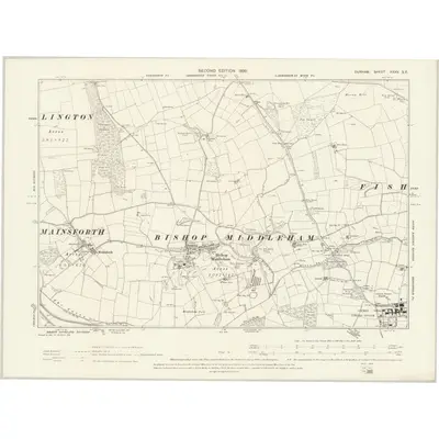 1896 Map of Durham XXXV.SE, 1898 Print
