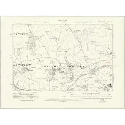 1914 Map of Durham XXXV.SE, 1923 Print
