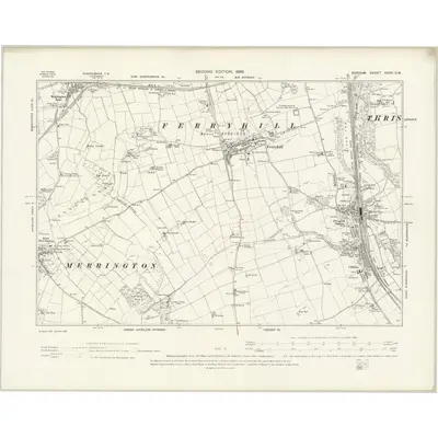 1896 Map of Durham XXXV.SW, 1898 Print