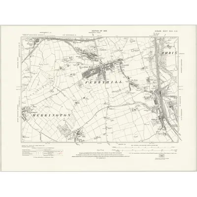 1915 Map of Durham XXXV.SW, 1923 Print