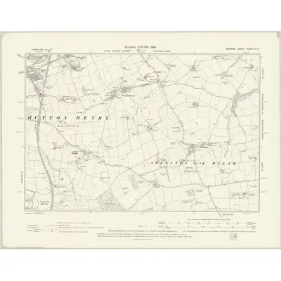 1896 Map of Durham XXXVI.NE, 1898 Print