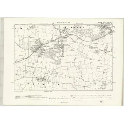 1896 Map of Durham XXXVI.NW, 1898 Print