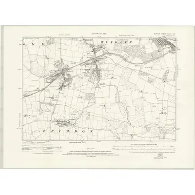 1914 Map of Durham XXXVI.NW, 1923 Print