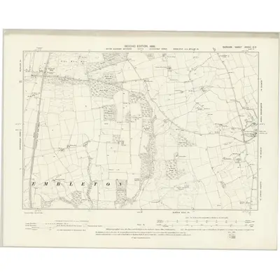 1896 Map of Durham XXXVI.SE, 1898 Print