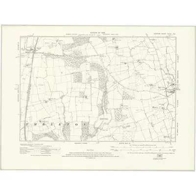 1914 Map of Durham XXXVI.SE, 1923 Print