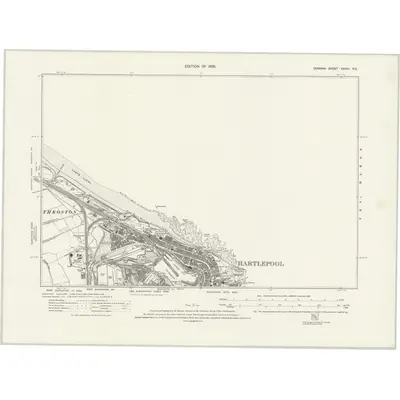 1914 Map of Durham XXXVII.NE, 1923 Print