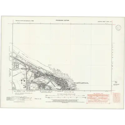 1938 Map of Durham XXXVII.NE, 1947 Print