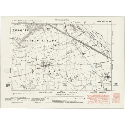 1938 Map of Durham XXXVII.NW, 1947 Print