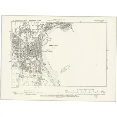1896 Map of Durham XXXVII.SE, 1898 Print