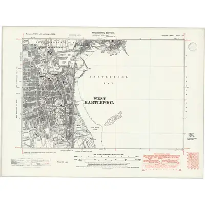 1938 Map of Durham XXXVII.SE, 1947 Print