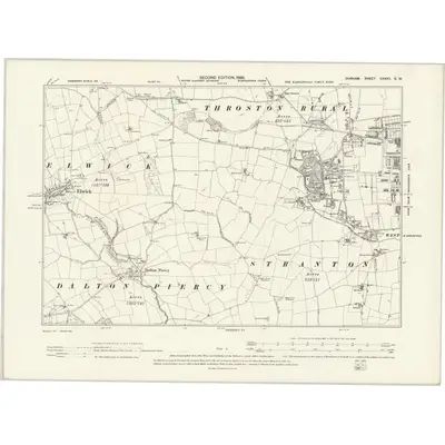 1896 Map of Durham XXXVII.SW, 1898 Print