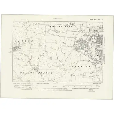 1914 Map of Durham XXXVII.SW, 1923 Print