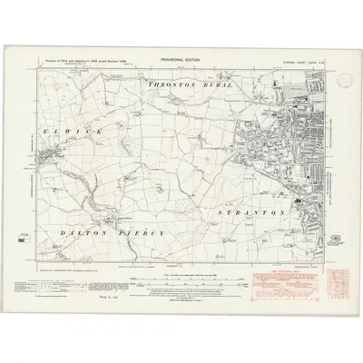1938 Map of Durham XXXVII.SW, 1947 Print