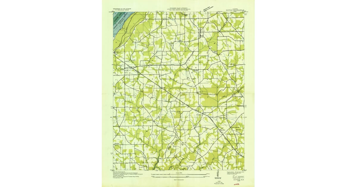 1936 Map of Dutton, AL — High-Res | Pastmaps