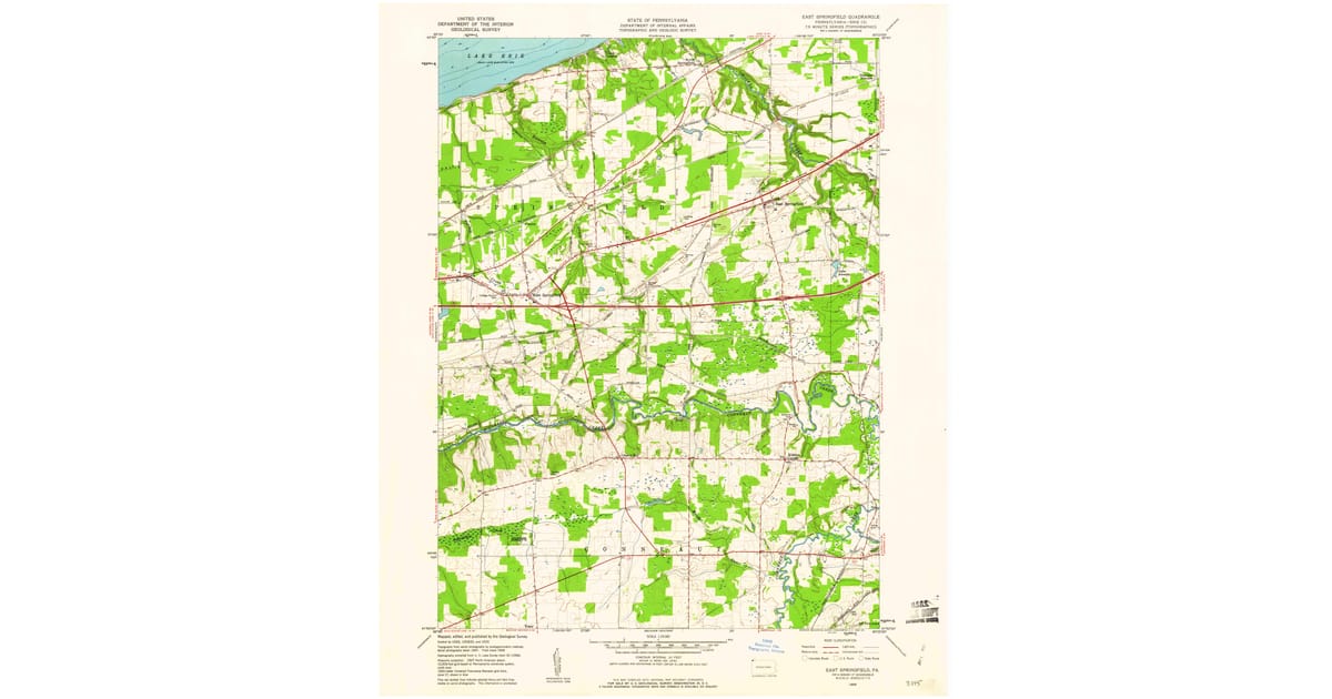 1959 Map of East Springfield, Erie County, PA — High-Res | Pastmaps