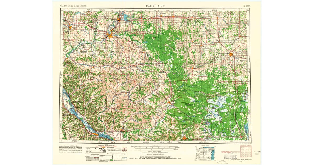 Old Maps of Lynn WI for Genealogy - Eau Claire Eau Claire County Wi Usgs Topo 1953 P1965 Og 1200x630