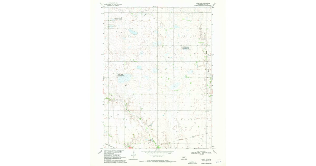 1969 Map of Edgar NW, Clay County, NE — High-Res | Pastmaps