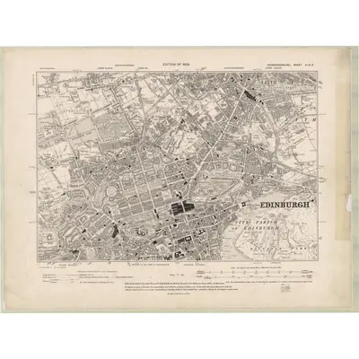 1906 Map of Edinburghshire Sheet III.NE, 1909 Print