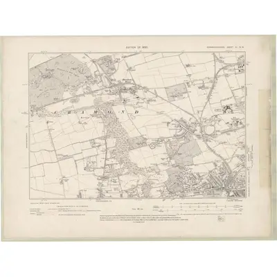 1913 Map of Edinburghshire Sheet III.NW, 1920 Print