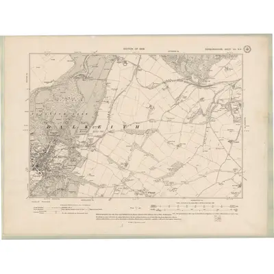 1906 Map of Edinburghshire Sheet VIII.NE, 1909 Print
