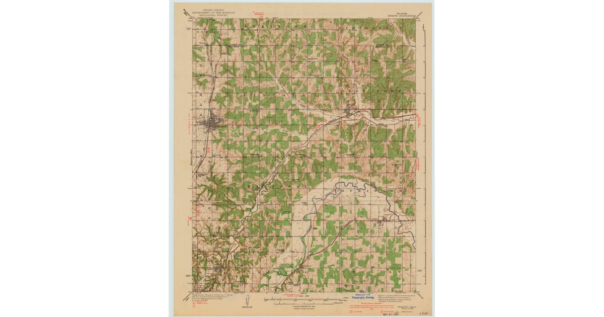 1940s Maps of Powell Oklahoma - Edmond Oklahoma County Ok Usgs Topo 1940 Og 1200x630