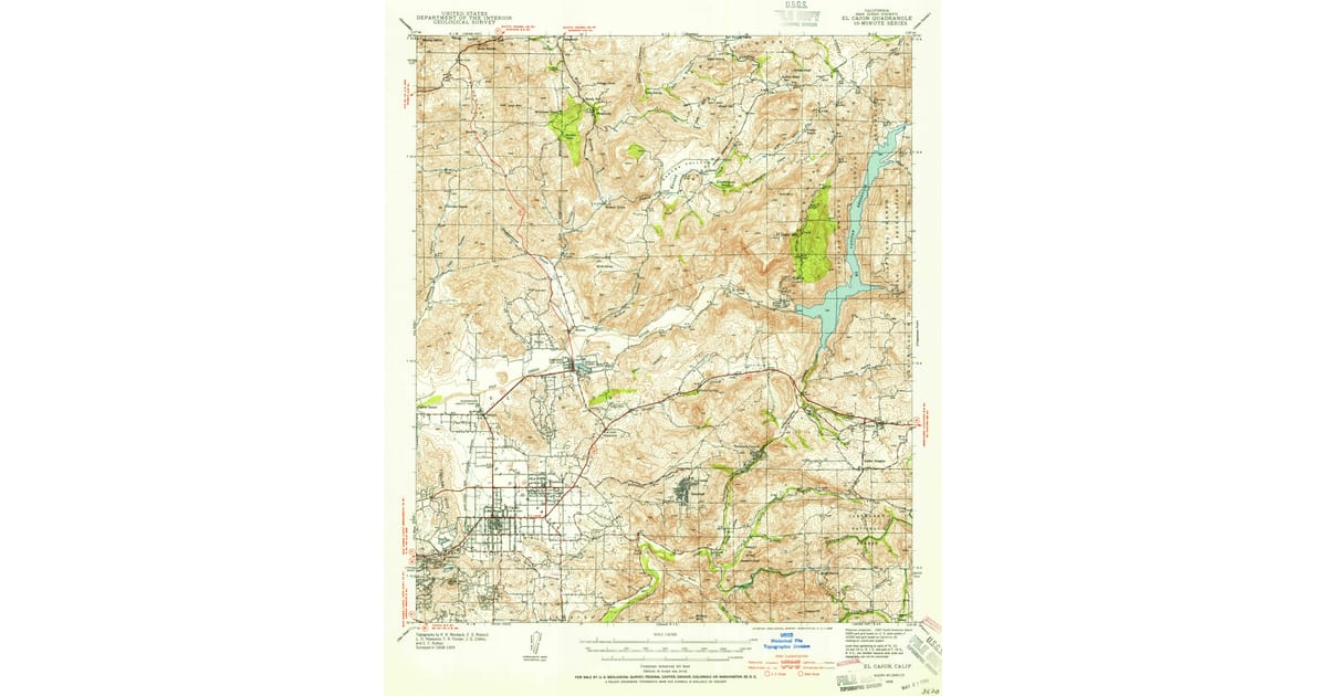 1939 Map of El Cajon, CA — High-Res | Pastmaps