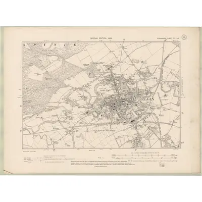 1904 Map of Elginshire Sheet VII.SE, 1906 Print