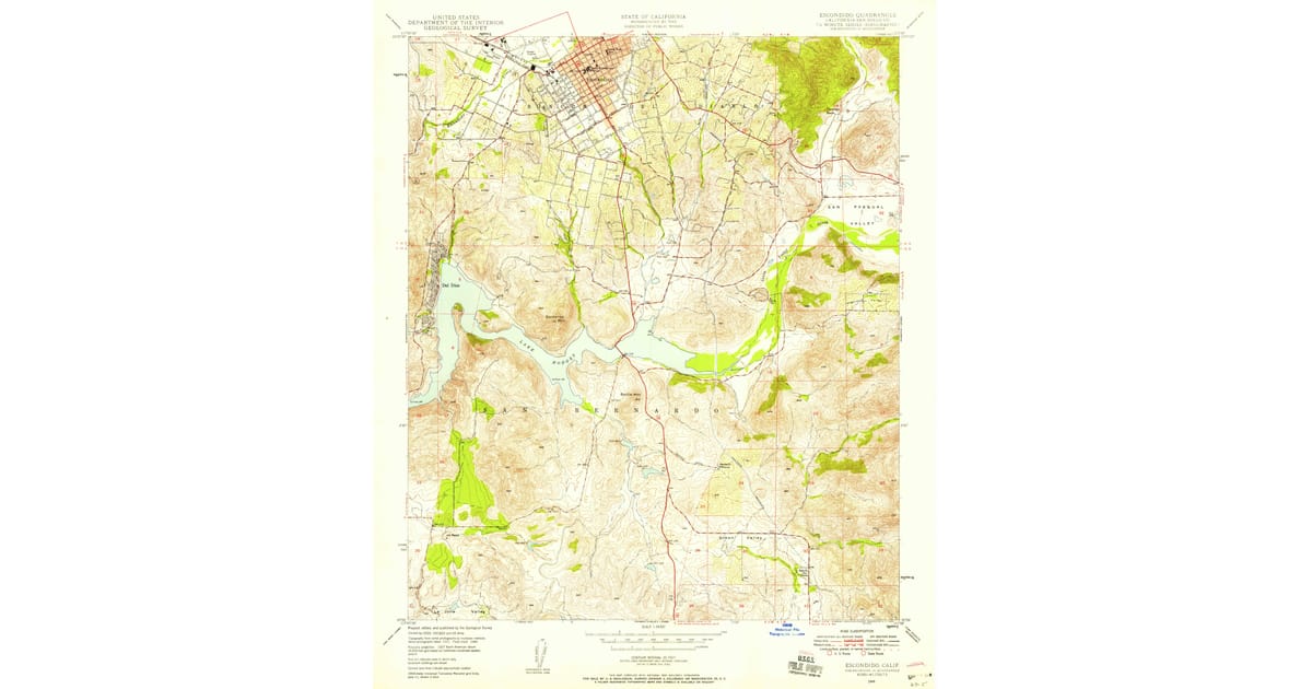 1948 Map of Escondido, San Diego, CA — High-Res | Pastmaps
