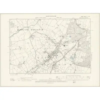 1895 Map of Essex L.SW, 1897 Print