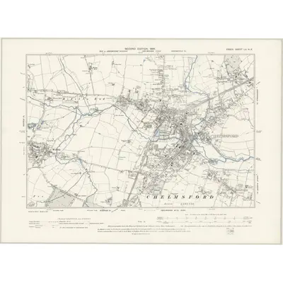 1895 Map of Essex LII.NE, 1898 Print