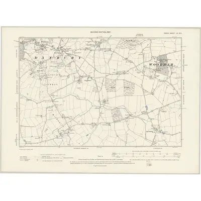 1895 Map of Essex LIII.SE, 1898 Print