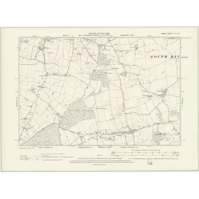 1895 Map of Essex LX.SE, 1898 Print