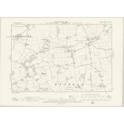 1895 Map of Essex LXI.SW, 1898 Print