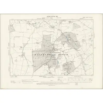 1895 Map of Essex LXVI.NE, 1898 Print