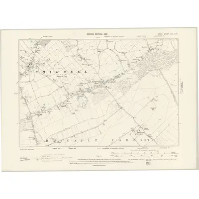 1895 Map of Essex LXVI.NW, 1898 Print