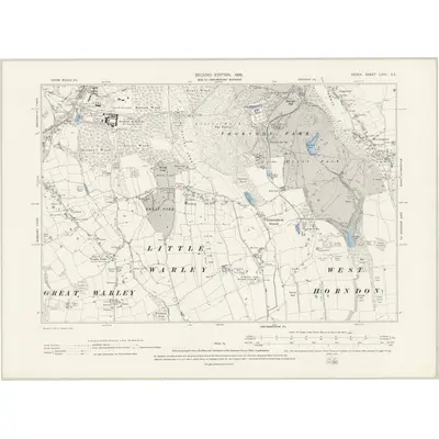 1895 Map of Essex LXVII.SE, 1898 Print