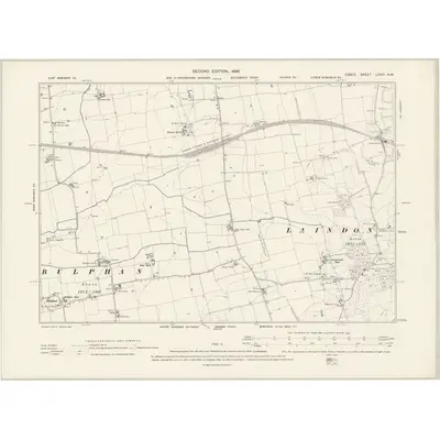 1895 Map of Essex LXXVI.NW, 1898 Print