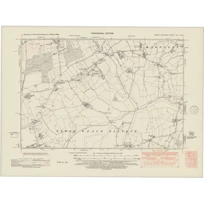 1938 Map of Essex nLII.SW, 1948 Print