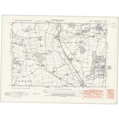 1938 Map of Essex nLV.NE, 1947 Print