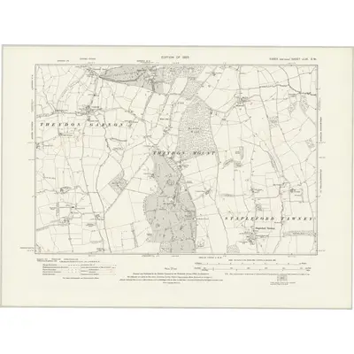 1915 Map of Essex nLXI.SW, 1923 Print