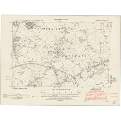 1938 Map of Essex nLXIX.SE, 1953 Print