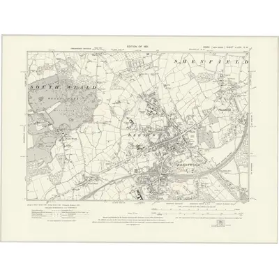 1915 Map of Essex nLXXI.SW, 1921 Print