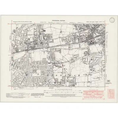 1938 Map of Essex nLXXIX.SW, 1946 Print